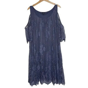 Torrid‎ Gray Lace Shift Dress Cold Shoulder Scalloped Trim Plus-Size women’s 2X